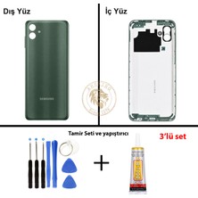 Arsking Samsung Galaxy A04 Yeşil Renk Arka Kapak + Tamir Seti + B7000 Yapıştırıcı Arka Cam Batarya Kapağı Pil Kapağı Lazer Kesim Back Cover Galaxy A04 Uyumlu