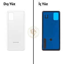 Arsking Samsung Galaxy M51 Beyaz Renk Arka Kapak Arka Cam Batarya Kapağı Pil Kapağı Lazer Kesim Back Cover Galaxy M51 Uyumlu