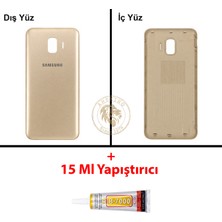 Arsking Samsung Galaxy J2 Core J260 Gold Renk Arka Kapak + B7000 Yapıştırıcı Arka Cam Batarya Kapağı Pil Kapağı Lazer Kesim Back Cover Galaxy J2 Core Uyumlu