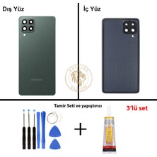 Arsking Samsung Galaxy M53 Yeşil Renk Arka Kapak + Tamir Seti + B7000 Yapıştırıcı Arka Cam Batarya Kapağı Pil Kapağı Lazer Kesim Back Cover Galaxy M53 Uyumlu