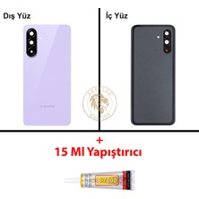 Arsking Samsung Galaxy A36 Mor Renk Lensli Arka Kapak + B7000 Yapıştırıcı Arka Cam Batarya Kapağı Pil Kapağı Lazer Kesim Back Cover Galaxy A36 Uyumlu