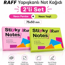 Raff Neon Yeşil Yapışkanlı Not Kağıdı 75X50 mm – Memo Not, Hatırlatma Notu, Ofis, Okul ve Masaüstü Notluk