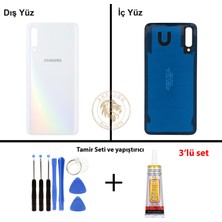 Arsking Samsung Galaxy A50 Beyaz Renk Arka Kapak + Tamir Seti + B7000 Yapıştırıcı Arka Cam Batarya Kapağı Pil Kapağı Lazer Kesim Back Cover Galaxy A50 Uyumlu