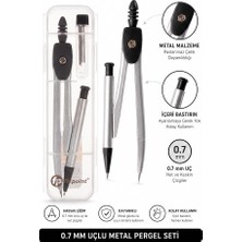 Artlantis 0.7 Uçlu Metal Pergel Siyah 1 Adet Fixpoint Kutulu Metal Pergel Versatil Uçlu Mekanik Kalem Basmalı Uçlu Pergel