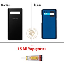 Arsking Samsung Galaxy S10 5g Siyah Renk Arka Kapak + B7000 Yapıştırıcı Arka Cam Batarya Kapağı Pil Kapağı Lazer Kesim Back Cover Galaxy S10 5g Uyumlu