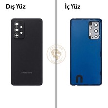 Arsking Samsung Galaxy A52 Siyah Renk Lensli Arka Kapak Arka Cam Batarya Kapağı Pil Kapağı Lazer Kesim Back Cover Galaxy A52 Uyumlu