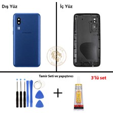 Arsking Samsung Galaxy A2 Core A260 Mavi Renk Arka Kapak + Tamir Seti + B7000 Yapıştırıcı Arka Cam Batarya Kapağı Pil Kapağı Lazer Kesim Back Cover Galaxy A2 Core Uyumlu