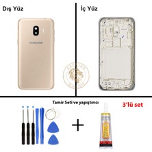 Arsking Samsung Galaxy J2 Pro 2018 J250 Gold Renk Kasa + Tamir Seti + B7000 Yapıştırıcı Orta Kasa Gövde Full Kasa Kapak Middle Frame Housing Galaxy J2 Pro Uyumlu
