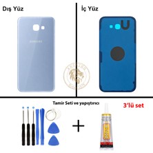 Arsking Samsung Galaxy A7 2017 A720 Mavi Renk Arka Kapak + Tamir Seti + B7000 Yapıştırıcı Arka Cam Batarya Kapağı Pil Kapağı Lazer Kesim Back Cover Galaxy A7 2017 Uyumlu