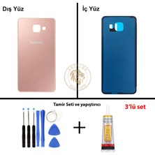Arsking Samsung Galaxy A3 2016 A310 Rose Gold Renk Arka Kapak + Tamir Seti + B7000 Yapıştırıcı Arka Cam Batarya Kapağı Pil Kapağı Lazer Kesim Back Cover Galaxy A3 2016 Uyumlu