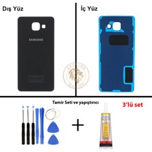 Arsking Samsung Galaxy A5 2016 A510 Siyah Renk Arka Kapak + Tamir Seti + B7000 Yapıştırıcı Arka Cam Batarya Kapağı Pil Kapağı Lazer Kesim Back Cover Galaxy A5 2016 Uyumlu