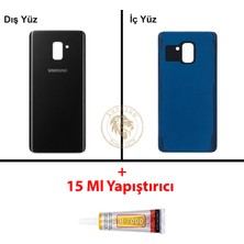 Arsking Samsung Galaxy A8 Plus 2018 A730 Siyah Renk Arka Kapak + B7000 Yapıştırıcı Arka Cam Batarya Kapağı Pil Kapağı Lazer Kesim Back Cover Galaxy A8 Plus Uyumlu