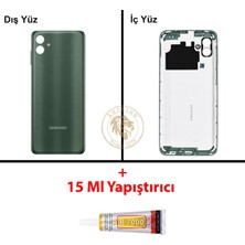 Arsking Samsung Galaxy A04 Yeşil Renk Arka Kapak + B7000 Yapıştırıcı Arka Cam Batarya Kapağı Pil Kapağı Lazer Kesim Back Cover Galaxy A04 Uyumlu
