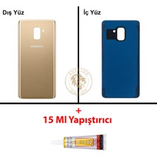 Arsking Samsung Galaxy A8 Plus 2018 A730 Gold Renk Arka Kapak + B7000 Yapıştırıcı Arka Cam Batarya Kapağı Pil Kapağı Lazer Kesim Back Cover Galaxy A8 Plus Uyumlu