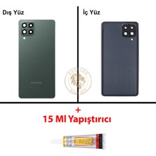 Arsking Samsung Galaxy M53 Yeşil Renk Arka Kapak + B7000 Yapıştırıcı Arka Cam Batarya Kapağı Pil Kapağı Lazer Kesim Back Cover Galaxy M53 Uyumlu