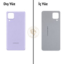 Arsking Samsung Galaxy A22 4g Mor Renk Arka Kapak Arka Cam Batarya Kapağı Pil Kapağı Lazer Kesim Back Cover Galaxy A22 Uyumlu