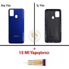 Arsking Samsung Galaxy M31 Mavi Renk Kasa + B7000 Yapıştırıcı Orta Kasa Gövde Full Kasa Kapak Middle Frame Housing Galaxy M31 Uyumlu