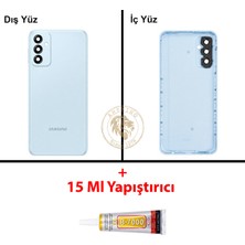 Arsking Samsung Galaxy M13 4g Mavi Renk Arka Kapak + B7000 Yapıştırıcı Arka Cam Batarya Kapağı Pil Kapağı Lazer Kesim Back Cover Galaxy M13 Uyumlu