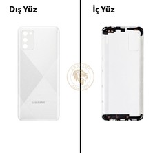 Arsking Samsung Galaxy A02S Beyaz Renk Arka Kapak Arka Cam Batarya Kapağı Pil Kapağı Lazer Kesim Back Cover Galaxy A02S Uyumlu
