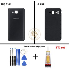 Arsking Samsung Galaxy J7 Core J701F Siyah Renk Arka Kapak + Tamir Seti + B7000 Yapıştırıcı Arka Cam Batarya Kapağı Pil Kapağı Lazer Kesim Back Cover Galaxy J7 Core Uyumlu