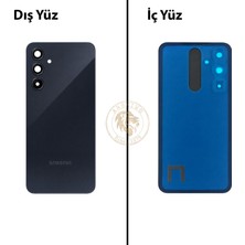 Arsking Samsung Galaxy A35 Lacivert Renk Lensli Arka Kapak Arka Cam Batarya Kapağı Pil Kapağı Lazer Kesim Back Cover Galaxy A35 Uyumlu