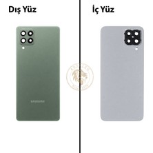 Arsking Samsung Galaxy M33 Yeşil Renk Lensli Arka Kapak Arka Cam Batarya Kapağı Pil Kapağı Lazer Kesim Back Cover Galaxy M33 Uyumlu