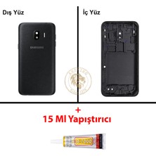 Arsking Samsung Galaxy J2 Pro 2018 J250 Siyah Renk Kasa + B7000 Yapıştırıcı Orta Kasa Gövde Full Kasa Kapak Middle Frame Housing Galaxy J2 Pro Uyumlu
