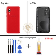 Arsking Samsung Galaxy A2 Core A260 Kırmızı Renk Arka Kapak + Tamir Seti + B7000 Yapıştırıcı Arka Cam Batarya Kapağı Pil Kapağı Lazer Kesim Back Cover Galaxy A2 Core Uyumlu