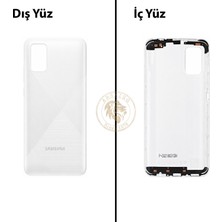Arsking Samsung Galaxy A03S Beyaz Renk Arka Kapak Arka Cam Batarya Kapağı Pil Kapağı Lazer Kesim Back Cover Galaxy A03S Uyumlu