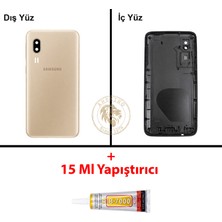 Arsking Samsung Galaxy A2 Core A260 Altın Renk Arka Kapak + B7000 Yapıştırıcı Arka Cam Batarya Kapağı Pil Kapağı Lazer Kesim Back Cover Galaxy A2 Core Uyumlu