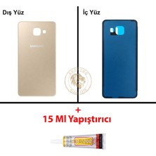 Arsking Samsung Galaxy A3 2016 A310 Gold Renk Arka Kapak + B7000 Yapıştırıcı Arka Cam Batarya Kapağı Pil Kapağı Lazer Kesim Back Cover Galaxy A3 2016 Uyumlu