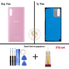 Arsking Samsung Galaxy Note 10 Pembe Renk Arka Kapak + Tamir Seti + B7000 Yapıştırıcı Arka Cam Batarya Kapağı Pil Kapağı Lazer Kesim Back Cover Galaxy Note 10 Uyumlu