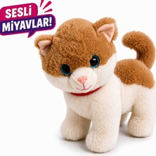 Fidan Oyuncak Sesli Miyavlayan Peluş Kedi 25 cm – Yumuşak Sevimli Kedi Oyuncak – Gerçekçi Miyavlama Sesli Peluş Oyuncak