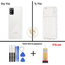 Arsking Samsung Galaxy A02S Beyaz Renk Kasa + Tamir Seti + B7000 Yapıştırıcı Orta Kasa Gövde Full Kasa Kapak Middle Frame Housing Galaxy A02S Uyumlu