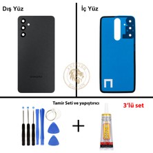 Arsking Samsung Galaxy A24 4g A245 Siyah Renk Lensli Arka Kapak + Tamir Seti + B7000 Yapıştırıcı Arka Cam Batarya Kapağı Pil Kapağı Lazer Kesim Back Cover Galaxy A24 Uyumlu