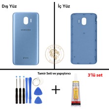 Arsking Samsung Galaxy J2 Pro 2018 J250 Mavi Renk Arka Kapak + Tamir Seti + B7000 Yapıştırıcı Arka Cam Batarya Kapağı Pil Kapağı Lazer Kesim Back Cover Galaxy J2 Pro Uyumlu