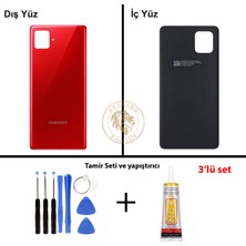 Arsking Samsung Galaxy Note 10 Lite Kırmızı Renk Arka Kapak + Tamir Seti + B7000 Yapıştırıcı Arka Cam Batarya Kapağı Pil Kapağı Lazer Kesim Back Cover Galaxy Note 10 Lite Uyumlu