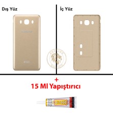 Arsking Samsung Galaxy J5 2016 J510 Gold Renk Arka Kapak + B7000 Yapıştırıcı Arka Cam Batarya Kapağı Pil Kapağı Lazer Kesim Back Cover Galaxy J5 2016 Uyumlu