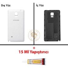 Arsking Samsung Galaxy Note 4 Beyaz Renk Arka Kapak + B7000 Yapıştırıcı Arka Cam Batarya Kapağı Pil Kapağı Lazer Kesim Back Cover Galaxy Note 4 Uyumlu