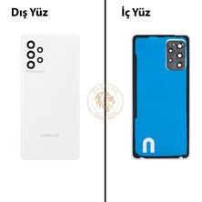 Arsking Samsung Galaxy A72 Beyaz Renk Lensli Arka Kapak Arka Cam Batarya Kapağı Pil Kapağı Lazer Kesim Back Cover Galaxy A72 Uyumlu