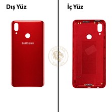 Arsking Samsung Galaxy A10S Kırmızı Renk Arka Kapak Arka Cam Batarya Kapağı Pil Kapağı Lazer Kesim Back Cover Galaxy A10S Uyumlu