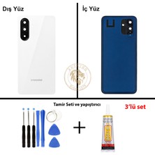 Arsking Samsung Galaxy A26 Beyaz Renk Lensli Arka Kapak + Tamir Seti + B7000 Yapıştırıcı Arka Cam Batarya Kapağı Pil Kapağı Lazer Kesim Back Cover Galaxy A26 Uyumlu