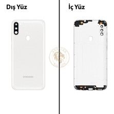 Arsking Samsung Galaxy A11 Beyaz Renk Lensli Arka Kapak Arka Cam Batarya Kapağı Pil Kapağı Lazer Kesim Back Cover Galaxy A11 Uyumlu