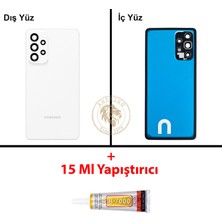 Arsking Samsung Galaxy A73 Beyaz Renk Lensli Arka Kapak + B7000 Yapıştırıcı Arka Cam Batarya Kapağı Pil Kapağı Lazer Kesim Back Cover Galaxy A73 Uyumlu