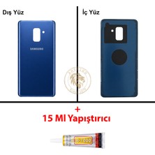 Arsking Samsung Galaxy A8 2018 A530 Mavi Renk Arka Kapak + B7000 Yapıştırıcı Arka Cam Batarya Kapağı Pil Kapağı Lazer Kesim Back Cover Galaxy A8 2018 Uyumlu