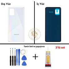 Arsking Samsung Galaxy A31 Beyaz Renk Arka Kapak + Tamir Seti + B7000 Yapıştırıcı Arka Cam Batarya Kapağı Pil Kapağı Lazer Kesim Back Cover Galaxy A31 Uyumlu