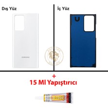 Arsking Samsung Galaxy Note 20 Ultra Beyaz Renk Arka Kapak + B7000 Yapıştırıcı Arka Cam Batarya Kapağı Pil Kapağı Lazer Kesim Back Cover Galaxy Note 20 Ultra Uyumlu