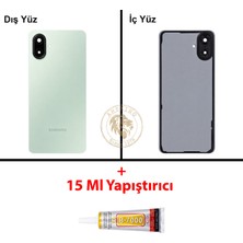 Arsking Samsung Galaxy A07 Yeşil Renk Lensli Arka Kapak + B7000 Yapıştırıcı Arka Cam Batarya Kapağı Pil Kapağı Lazer Kesim Back Cover Galaxy A07 Uyumlu