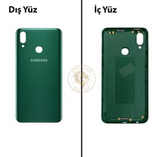 Arsking Samsung Galaxy A10S Yeşil Renk Arka Kapak Arka Cam Batarya Kapağı Pil Kapağı Lazer Kesim Back Cover Galaxy A10S Uyumlu