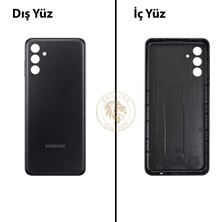 Arsking Samsung Galaxy A04S Siyah Renk Arka Kapak Arka Cam Batarya Kapağı Pil Kapağı Lazer Kesim Back Cover Galaxy A04S Uyumlu